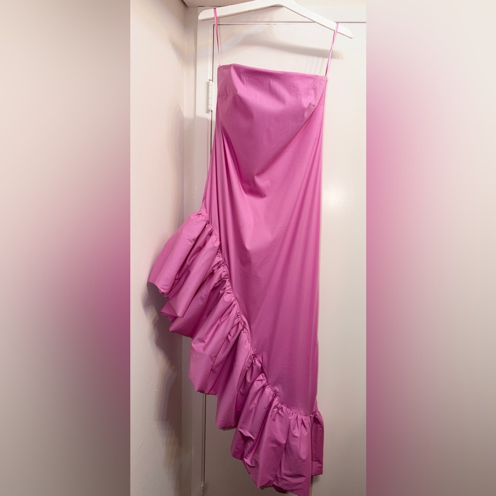 NWT BCBGMaxAzria Alba Strapless Asymmetrical Maxi Dress In Fuchsia